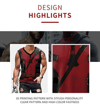 Cargar imagen en el visor de la galería, Adults Superhero Deadpool Wolverine Cosplay Vest Comic Compression Sleeveless Shirts Halloween Costumes Party Tops Males
